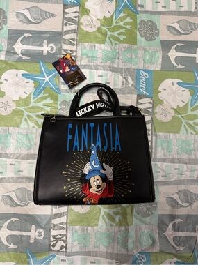 Primark Disney Fantasia Mickey Mouse Black Small Mini Tote Handbag Strap New